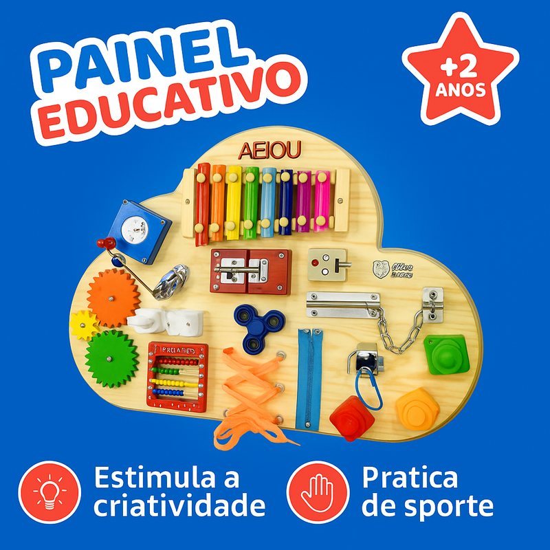 Painel Montessori Nuvem | Estímulo Sensorial & Criatividade